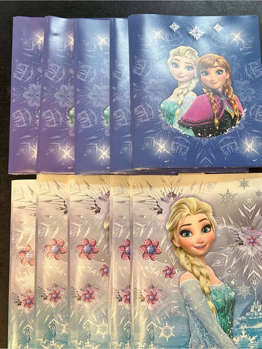 Frozen-Themed Purple and White Plastic Two Pocket Folders Anna and Elsa